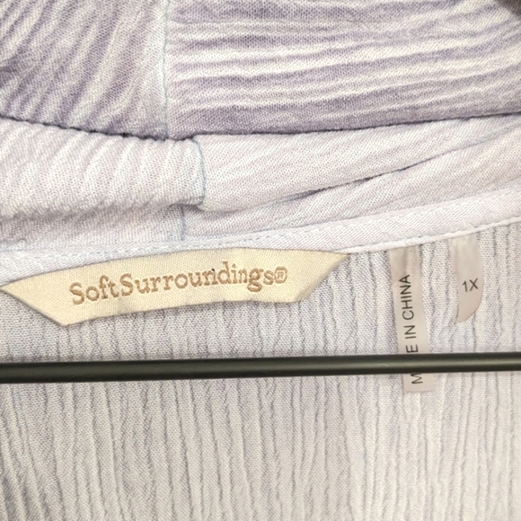 Soft Surroundings Purple Cowl Neck Asymmetric Top Shirt Roll Tab Sleeves - Picture 4 of 6